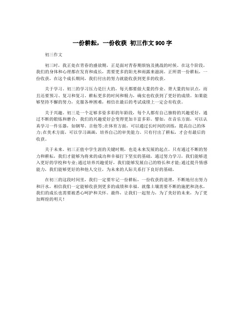 一份耕耘,一份收获 初三作文900字