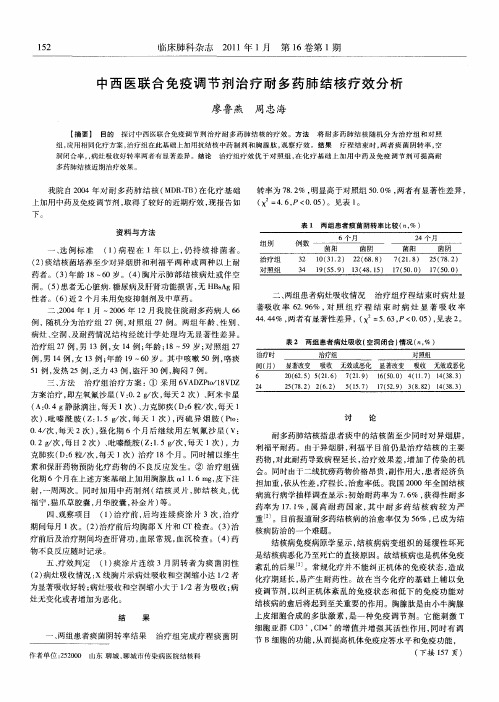 中西医联合免疫调节剂治疗耐多药肺结核疗效分析