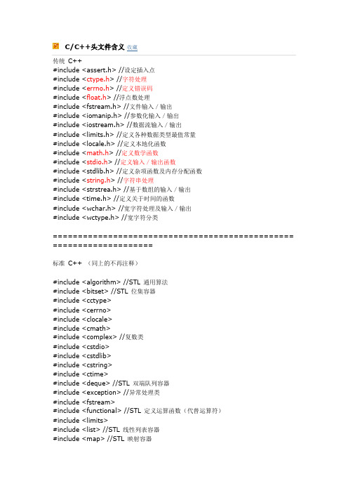C,C++各种头文件名称