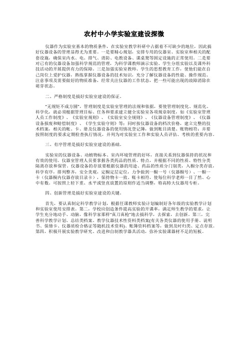 农村中小学实验室建设探微