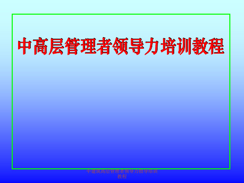 中建筑高层管理者领导力指导培训教程