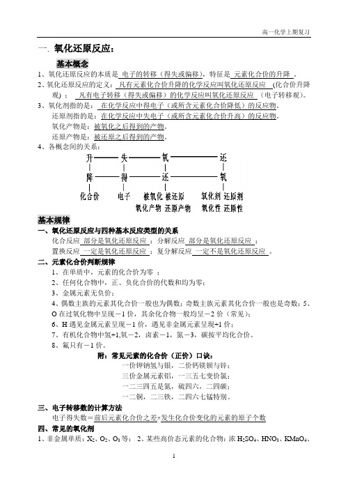 氧化还原反应复习