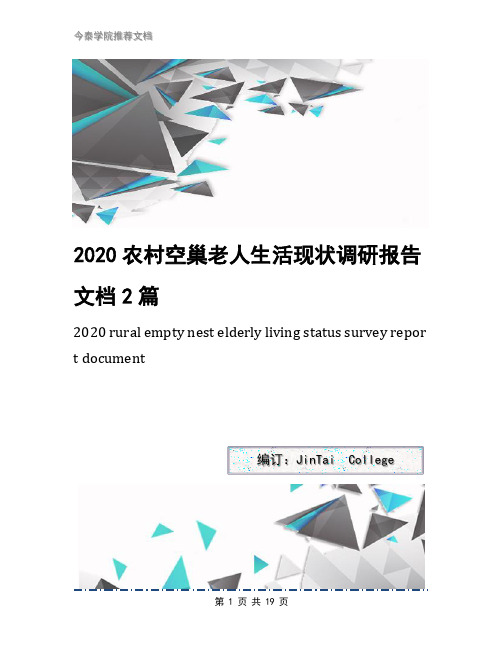 2020农村空巢老人生活现状调研报告文档2篇