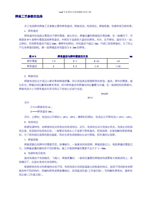 焊接工艺参数的选择