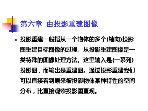 第六章 由投影重建图像 1.断层摄影图像的获取 2.重建图像的几种方法