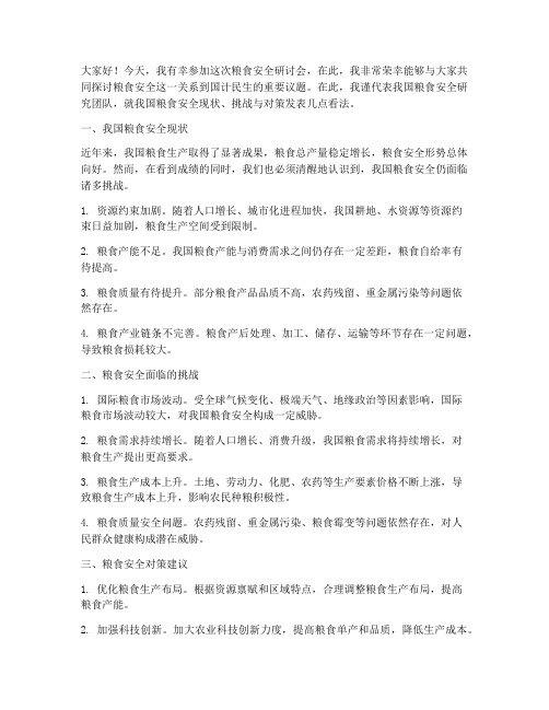 粮食安全研讨会发言稿范文