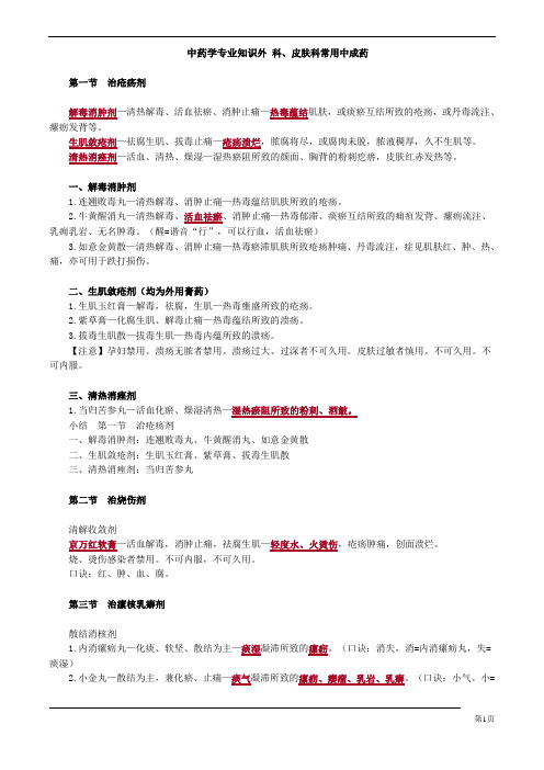  中药学专业知识外 科、皮肤科常用中成药