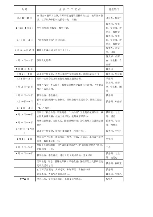 2012--2013学年度第二学期校历表