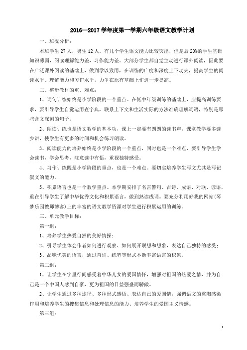 六年级班主任教师个人专业成长档案