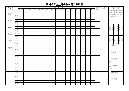 员工考勤表标准模板