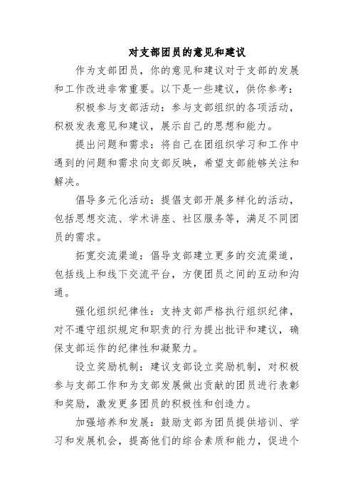 对支部团员的意见和建议