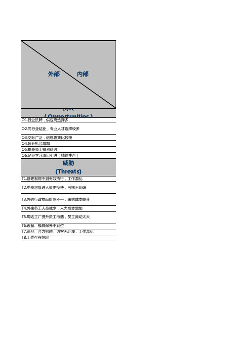 管理部SWOT分析矩阵表