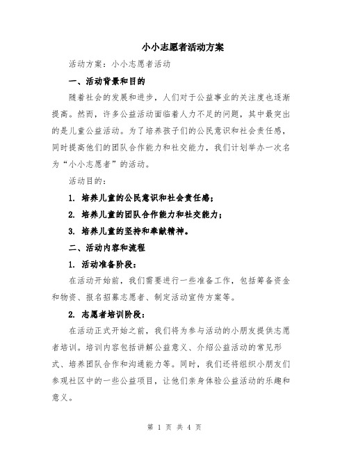 小小志愿者活动方案