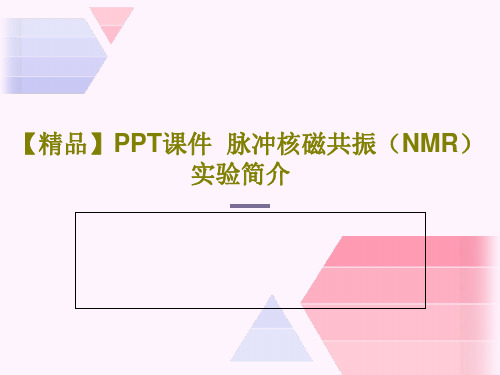 【精品】PPT课件  脉冲核磁共振(NMR) 实验简介共17页