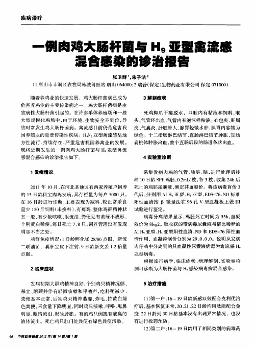 一例肉鸡大肠杆菌与H9亚型禽流感混合感染的诊治报告