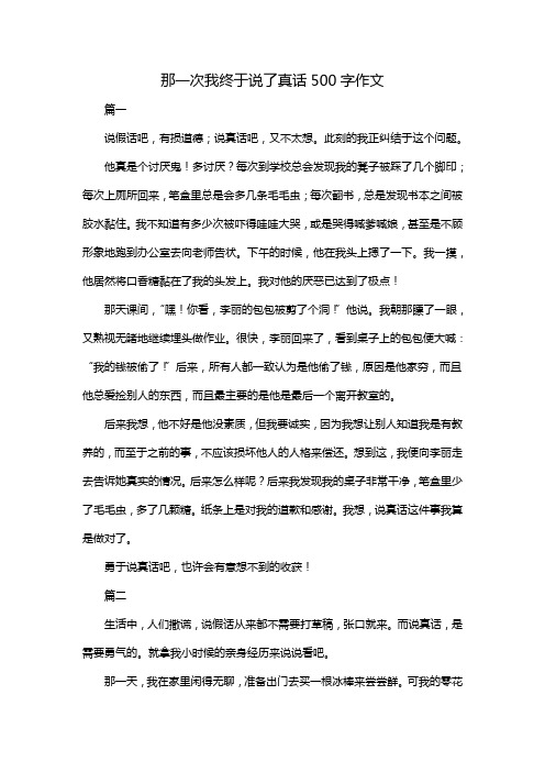 那一次我终于说了真话500字作文