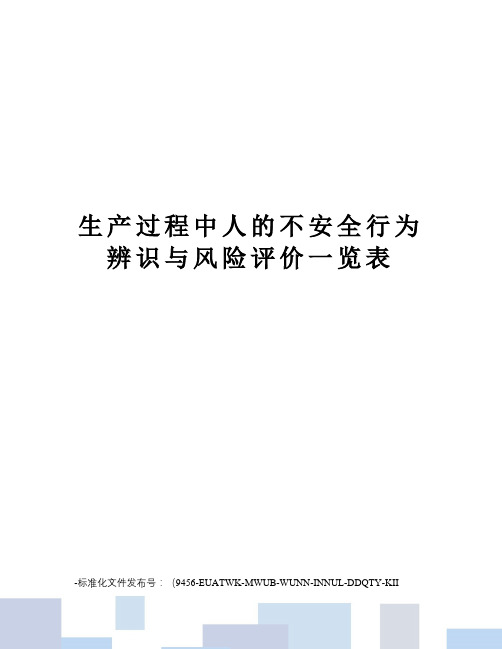 生产过程中人的不安全行为辨识与风险评价一览表