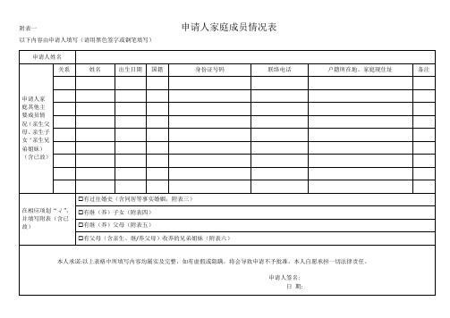 申请人家庭成员情况表