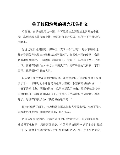 关于校园垃圾的研究报告作文