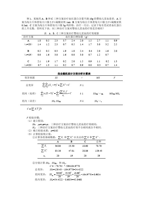 医学统计学-8-方差分析例