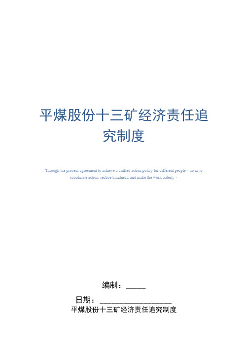 知名煤矿企业经济责任追究制度