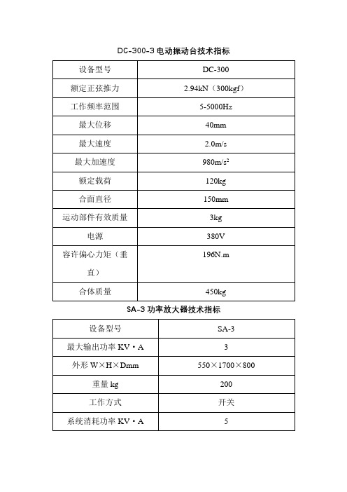 DC-300-3电动振动台技术指标【模板】