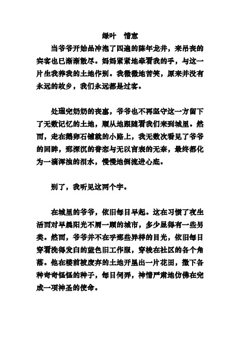 作文精选 绿叶 情意