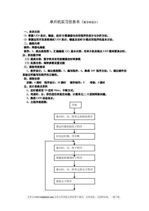 最新单片机实习任务书