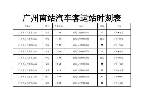 广州南站汽车客运站时刻表 - 副本