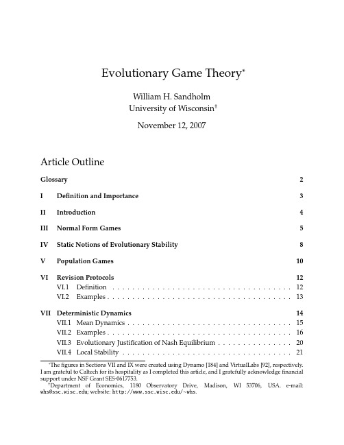 Evolutionary Game Theory