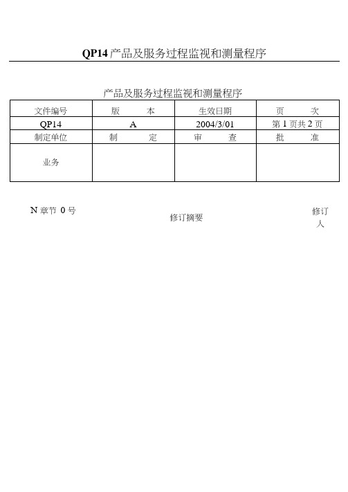 QP14产品及服务过程监视和测量程序