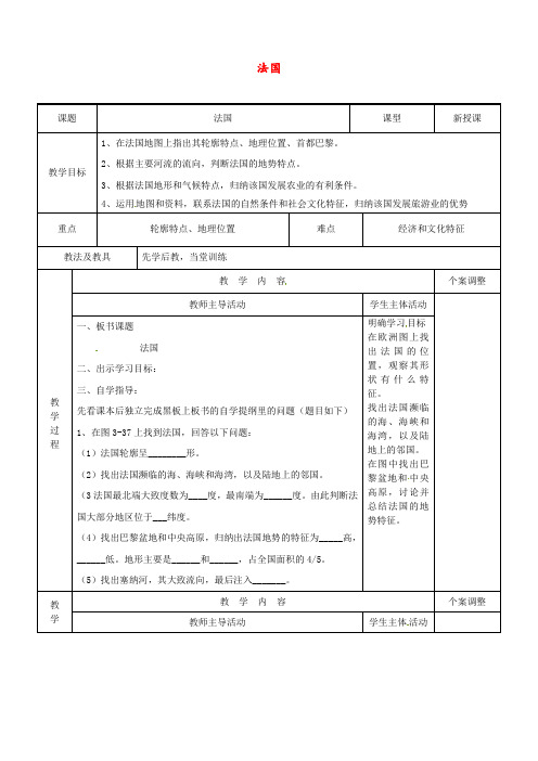 湘教版 七年级地理下册 《第八章 走进国家 第四节  法国》 精品教案2