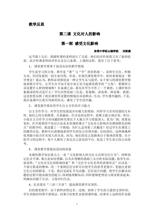 《感受文化的影响》教学反思