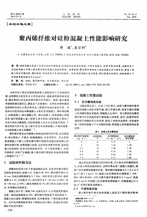 聚丙烯纤维对硅粉混凝土性能影响研究