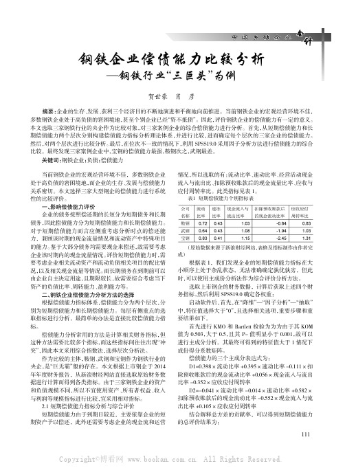 钢铁企业偿债能力比较分析