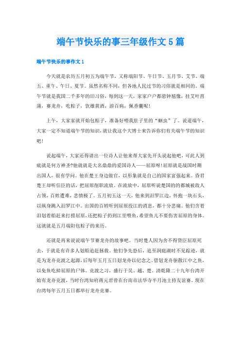 端午节快乐的事三年级作文5篇