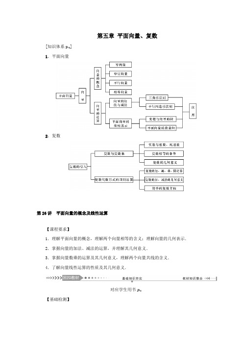 (新课标)2021版高考数学一轮总复习第五章平面向量、复数第26讲平面向量的概念及线性运算导学案新人教A版