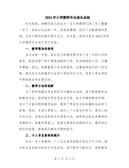 2024年小学教师专业成长总结