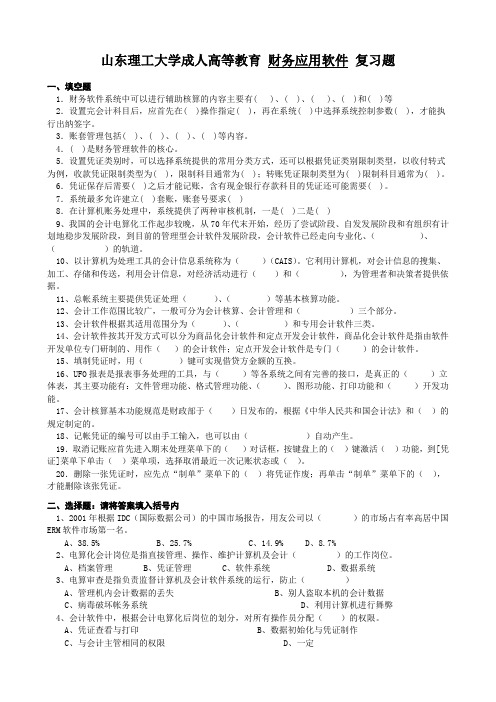 财务应用软件复习题