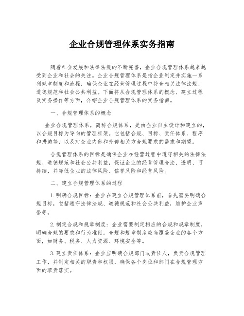 企业合规管理体系实务指南