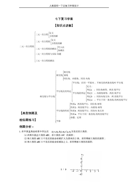 人教版初一下总复习学案设计