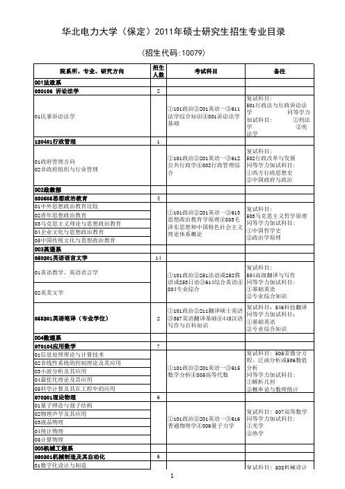 华电 研究生初式科目