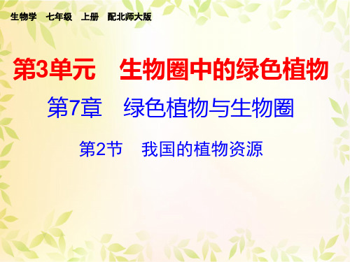 北师大版初中生物七上第三单元7.2《我国的植物资源》教学课件(31张)(共31张PPT)