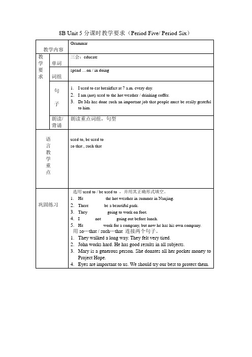 【牛津译林版】江苏地区英语八年级下册全套备课：8B Unit 5-5、6 学案