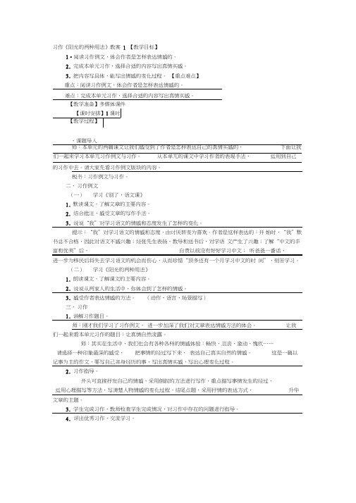 习作《阳光的两种用法》教学设计4篇