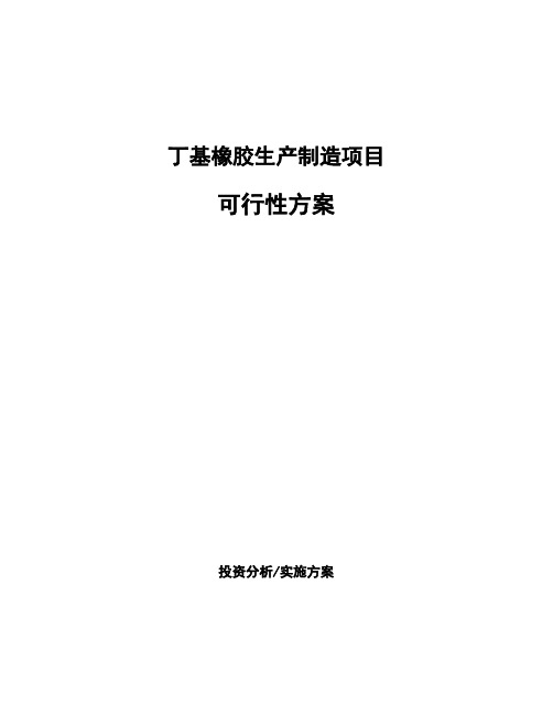 丁基橡胶生产制造项目可行性方案