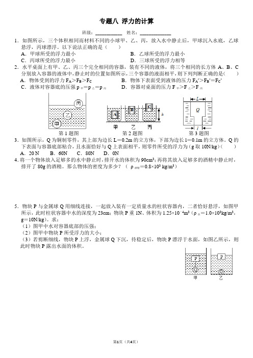 专题08 浮力的计算