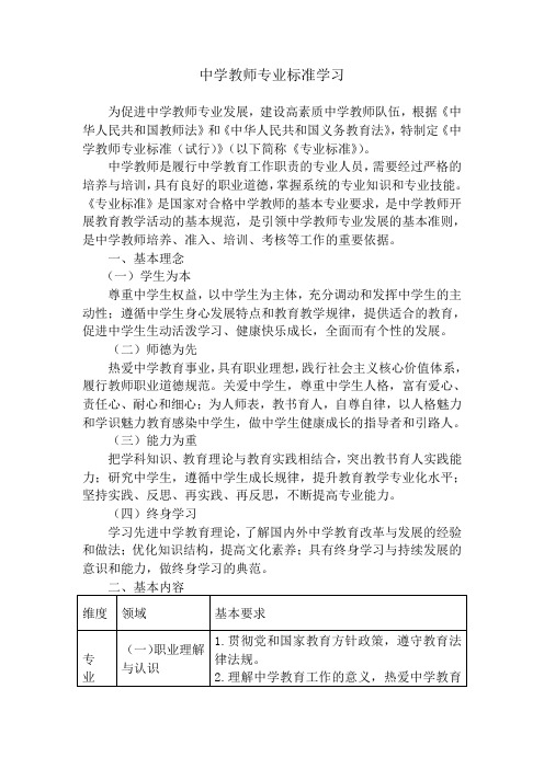 中小学教师专业标准(1)