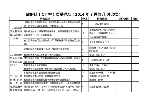 放射科(含CT室)质量标准