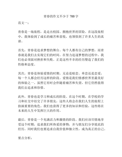 青春的作文不少于700字